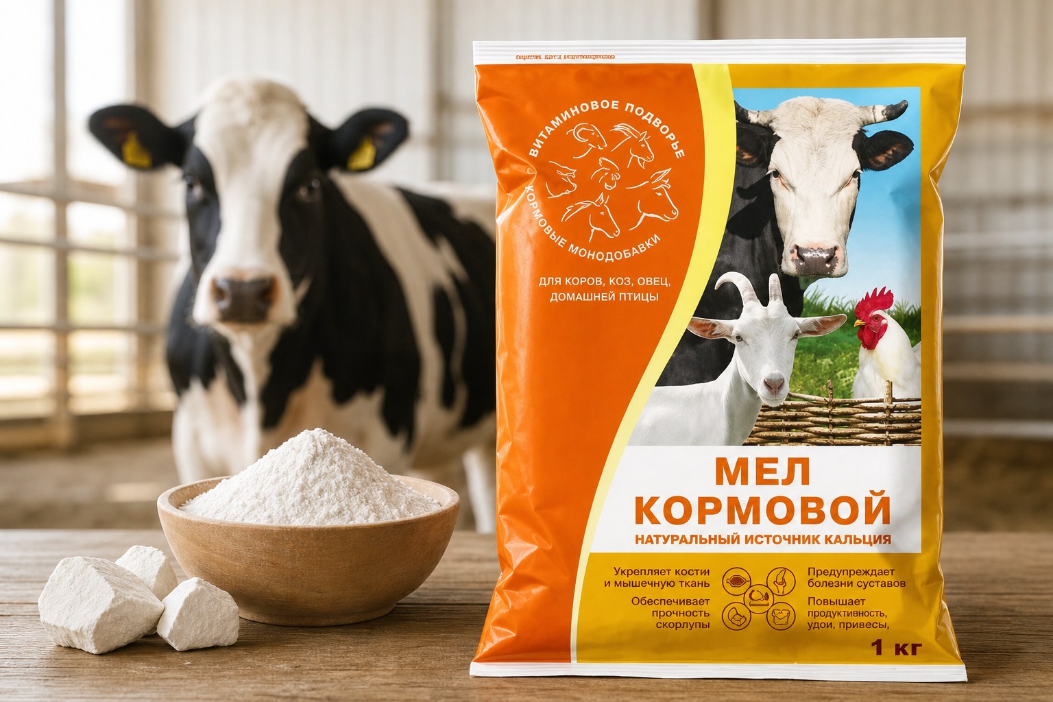 Мел кормовой для животных и птицы