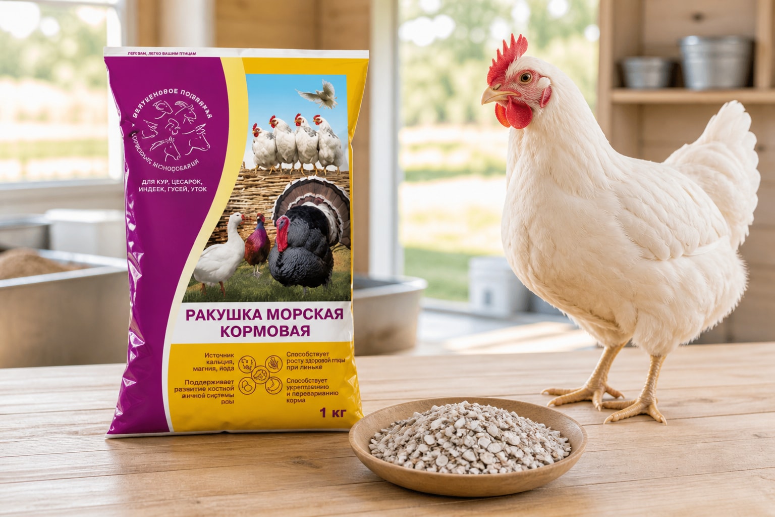 Ракушка морская кормовая для птицы